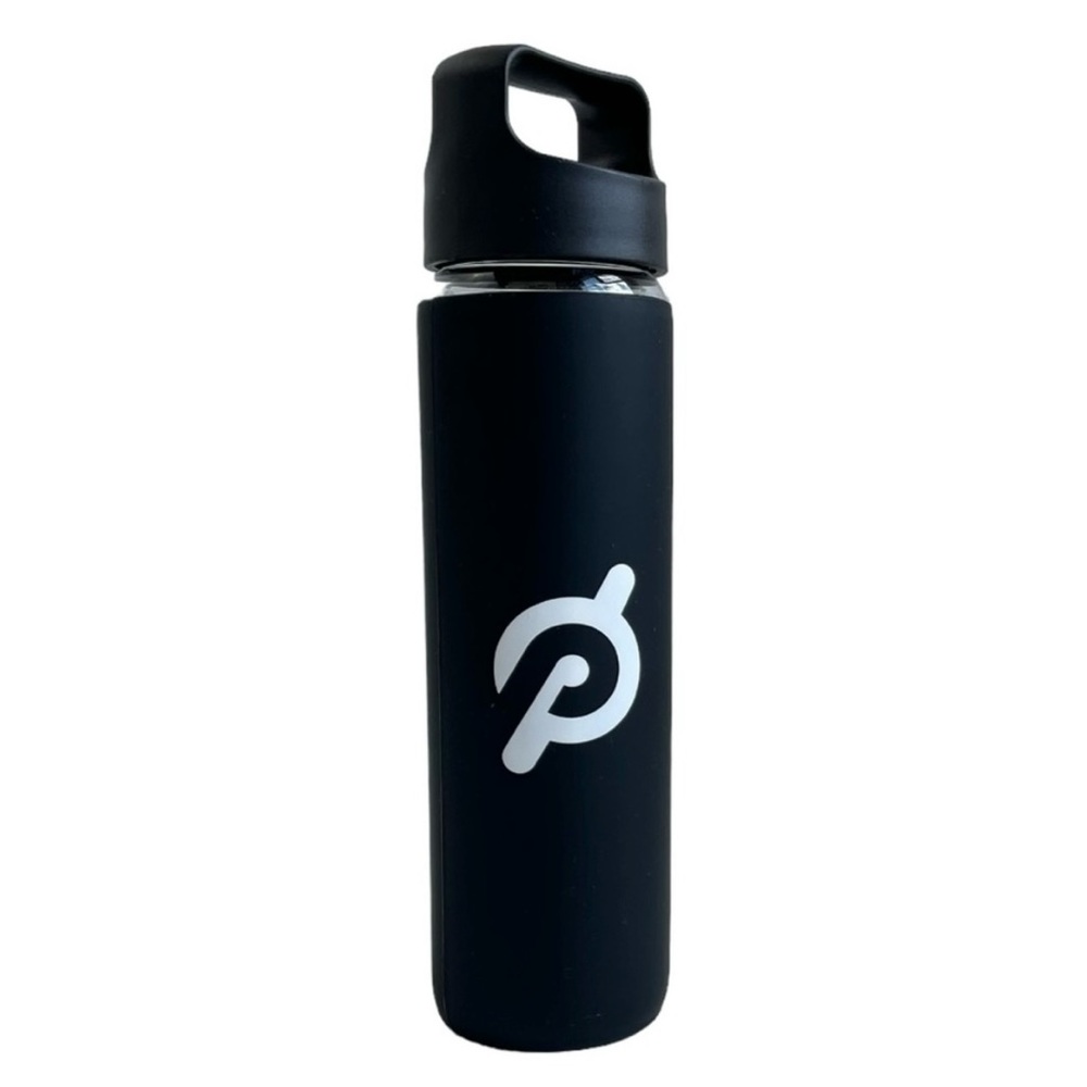 NWOT Peloton Black Silicone Sleeve Glass Water Bottle
